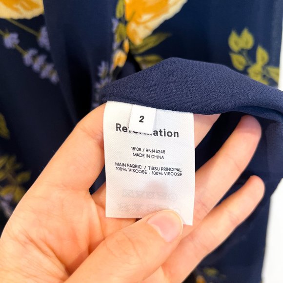 Reformation | Dresses | Reformation Galena Navy Floral Long Sleeve Slit Front Formal Maxi Dress 